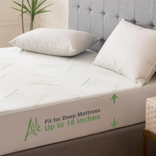 100% Waterproof Cooling Mattress Protector King Size (76" x 80") - Bamboo,Unmute, Ultra-Soft, Breathable, Family-Friendly, Guards Against Spills and Stains, Durable, Machine Washable