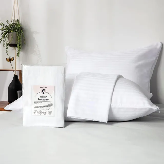 Zippered Pillow Protectors Cover Soft Comfortable Sateen 100% Long Staple Cotton Quiet and Breathable Bed Pillowcase Standard Size 4 Pack,20x26