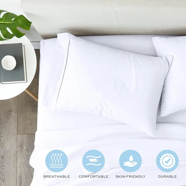 White Classic Luxury Hotel Collection Zippered Style Pillow Cover, 200 Thread Count, Soft Quiet Zippered Pillow Protectors, Standard Size
