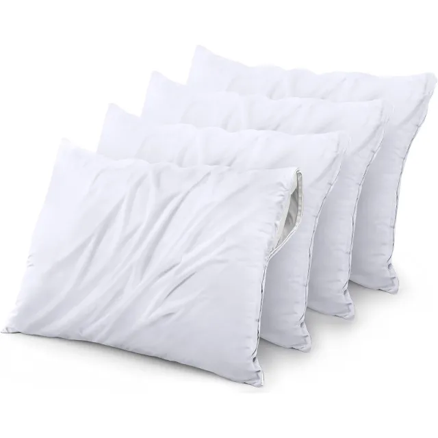 Waterproof Pillow Protector Zippered (4 Pack) Queen – Bed Bug Proof Pillow Encasement