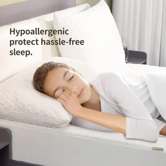 Waterproof Pillow Protector Zippered (2 Pack) Standard, Hypoallergenic Pillow Cover for a Better Sleep, Premium Pillowcase Encasement