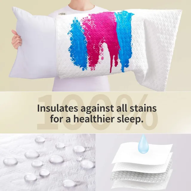Waterproof Pillow Protector Zippered (2 Pack) Standard, Hypoallergenic Pillow Cover for a Better Sleep, Premium Pillowcase Encasement
