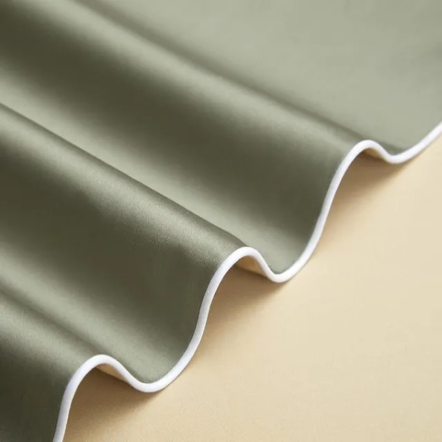 3 Pieces Luxury Reversible Duvet Cover Set 800TC 100% Pima Cotton YKK Hidden Zipper Closure (Modilan Green&Champagne, Queen for 3PCS Duvet Cover Set)